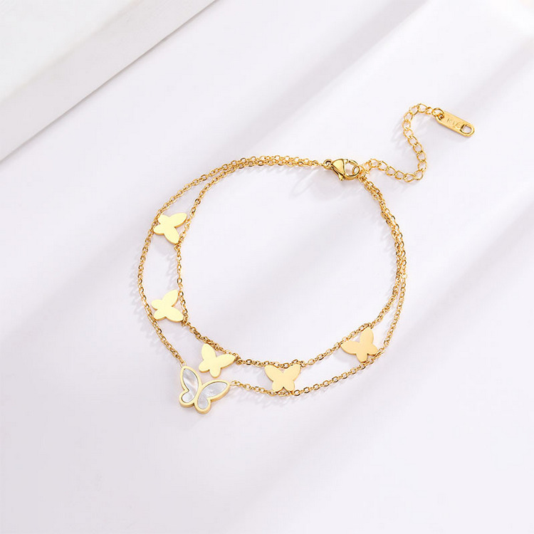 White Shell Butterfly Anklet